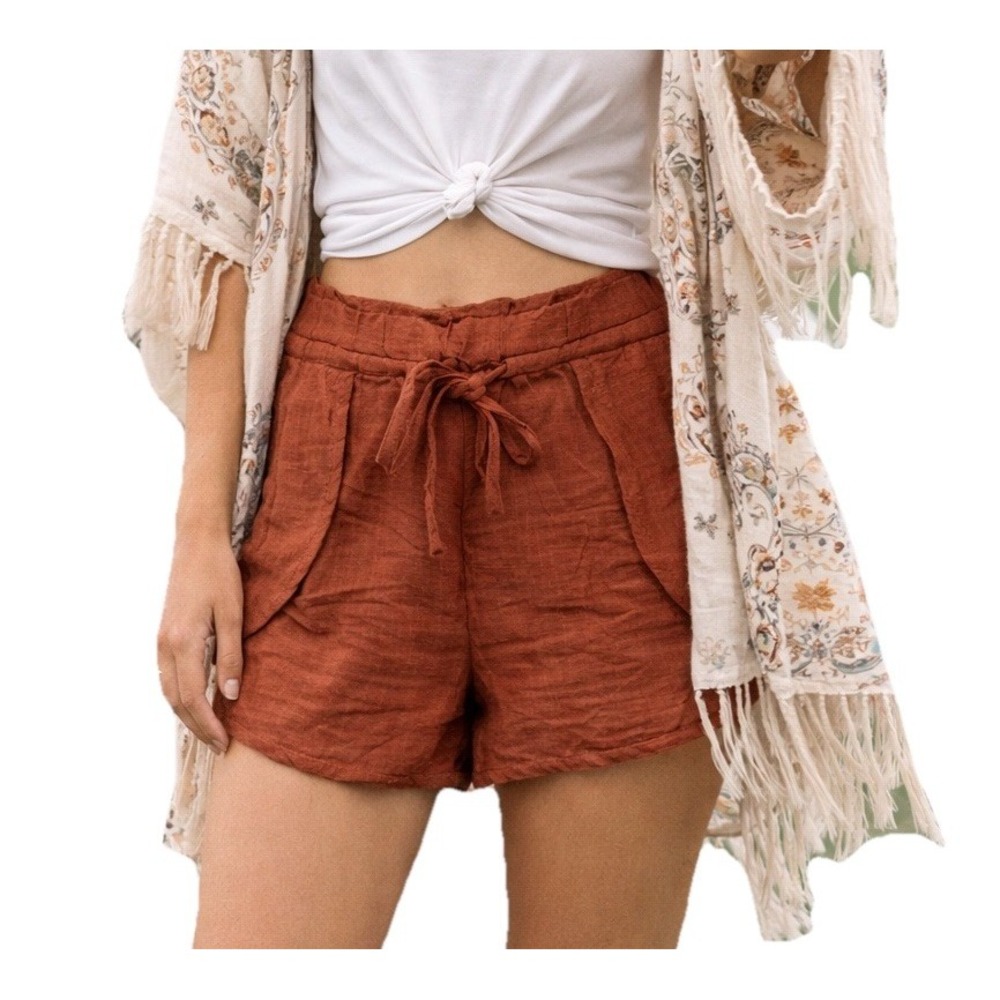 Rewash Cotton Gauze Shorts Womens XS Copper Boho Drawstring NWT